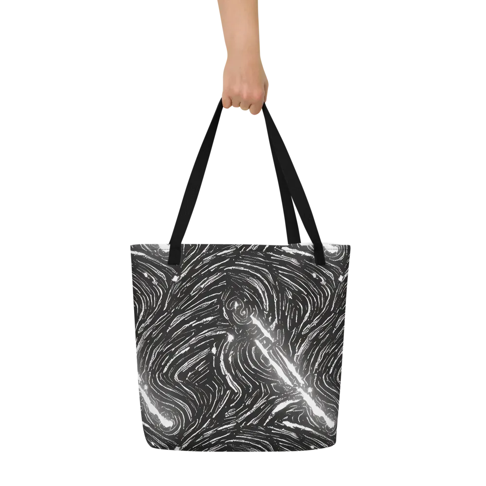 Silver Swirl on Large Tote Bag W/ Pocket — Front