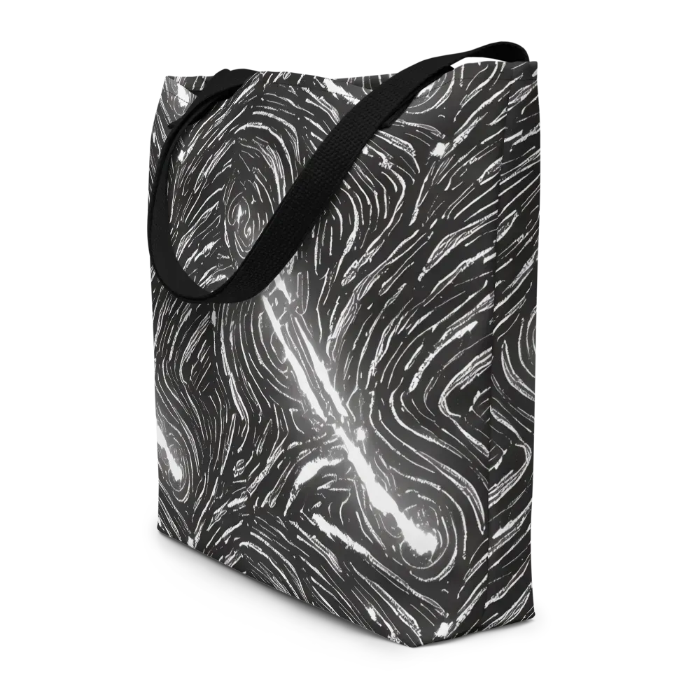 Silver Swirl on Large Tote Bag W/ Pocket — Front