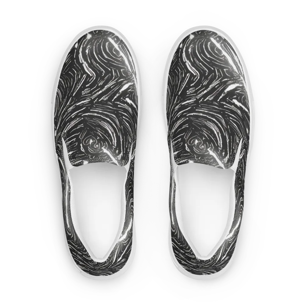 Silver Swirl on Women's Slip-On Canvas Shoes — Front