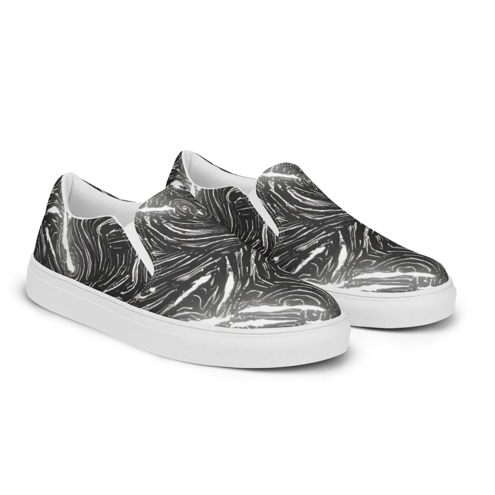 Silver Swirl on Women's Slip-On Canvas Shoes — Right Front