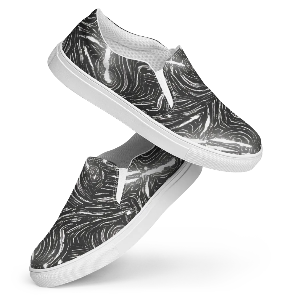 Silver Swirl on Women's Slip-On Canvas Shoes — Front