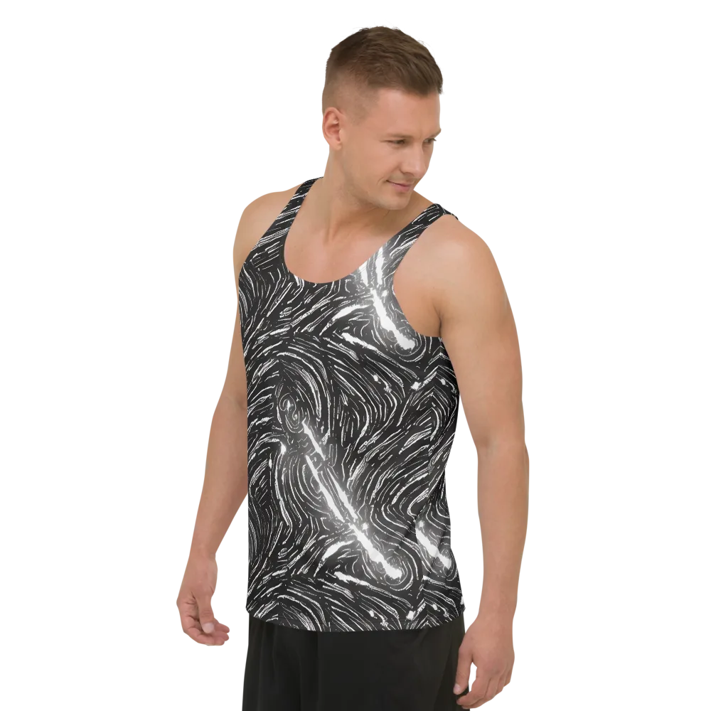 Silver Swirl on Men's Tank Top — Left Front