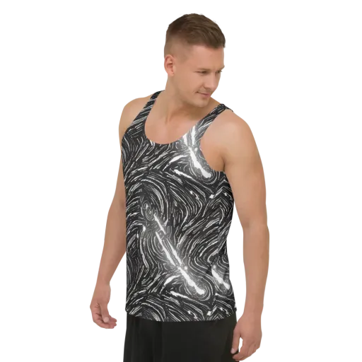 Silver Swirl on a Men's Tank Top
