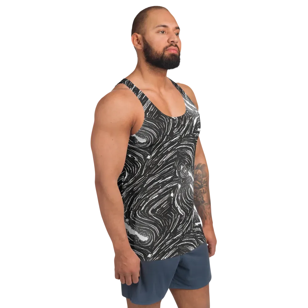 Silver Swirl on Men's Tank Top — Right Front
