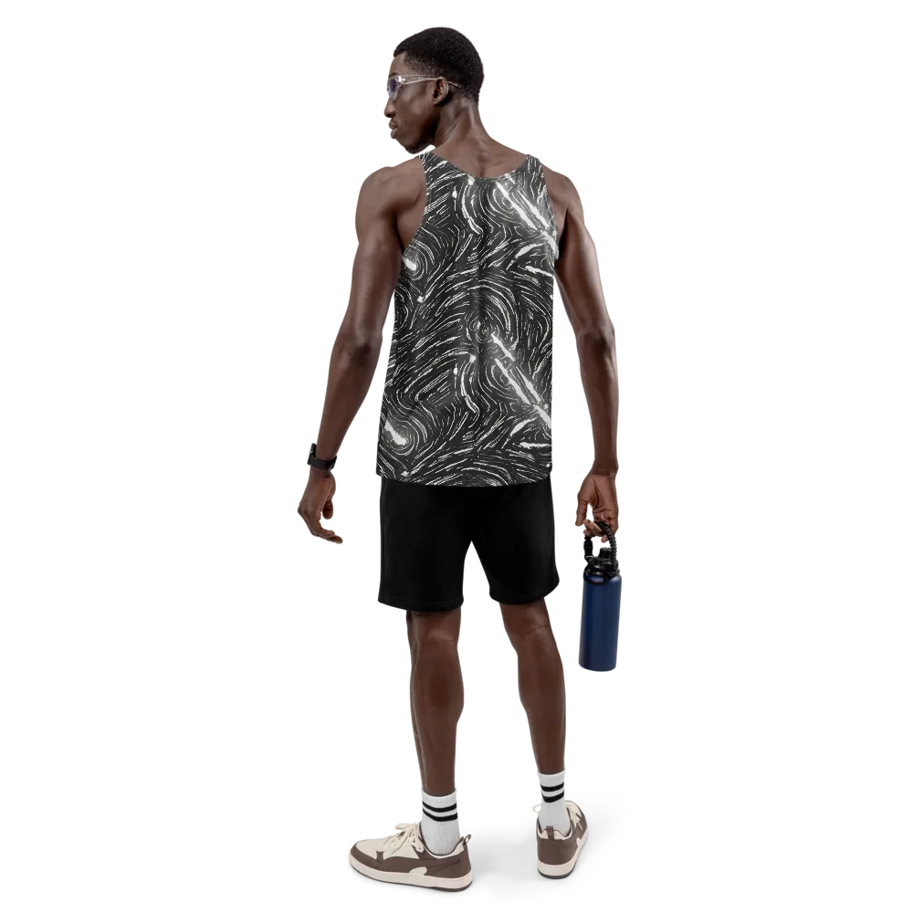 Silver Swirl on Men's Tank Top — Back