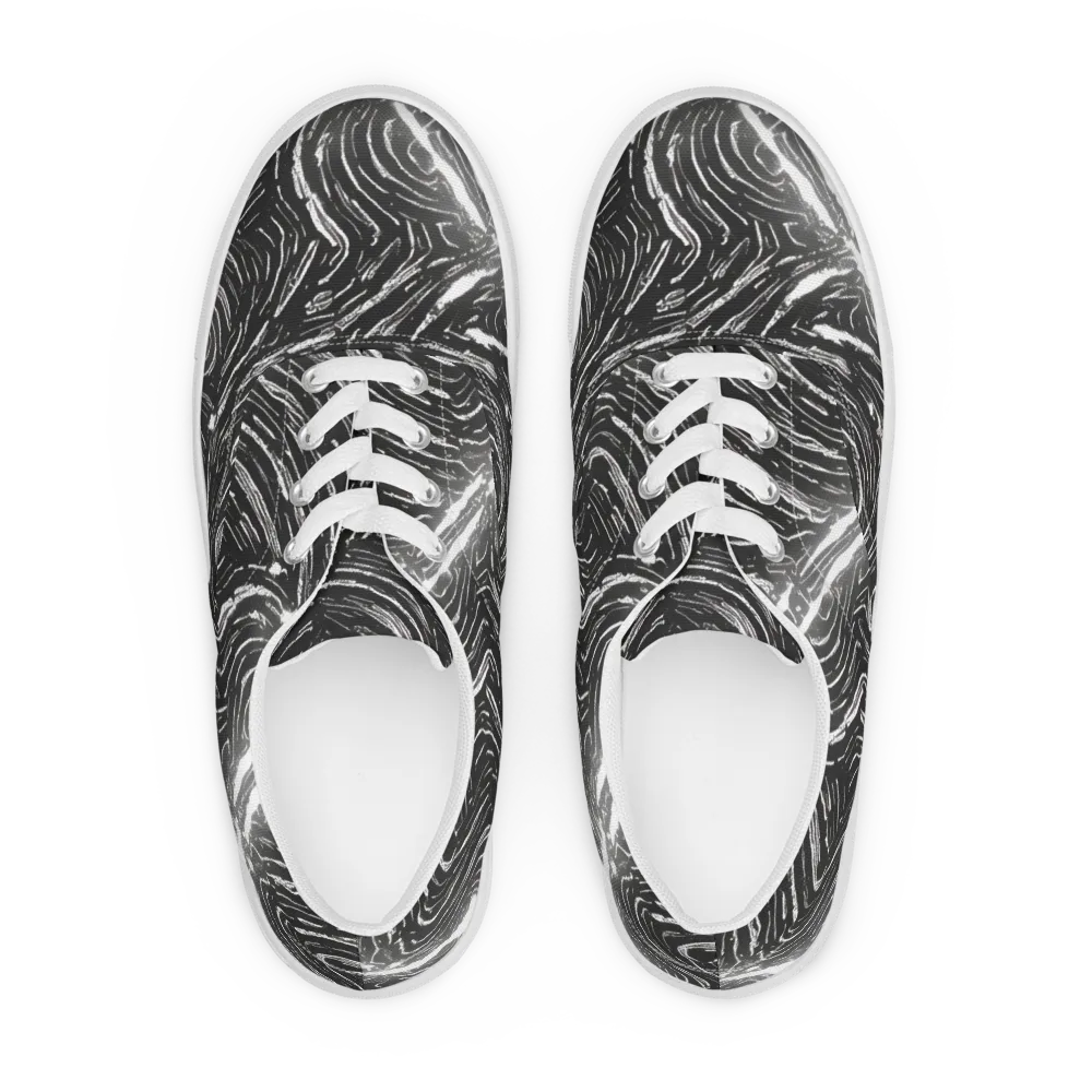 Silver Swirl on Men's Lace-Up Canvas Shoes — Front