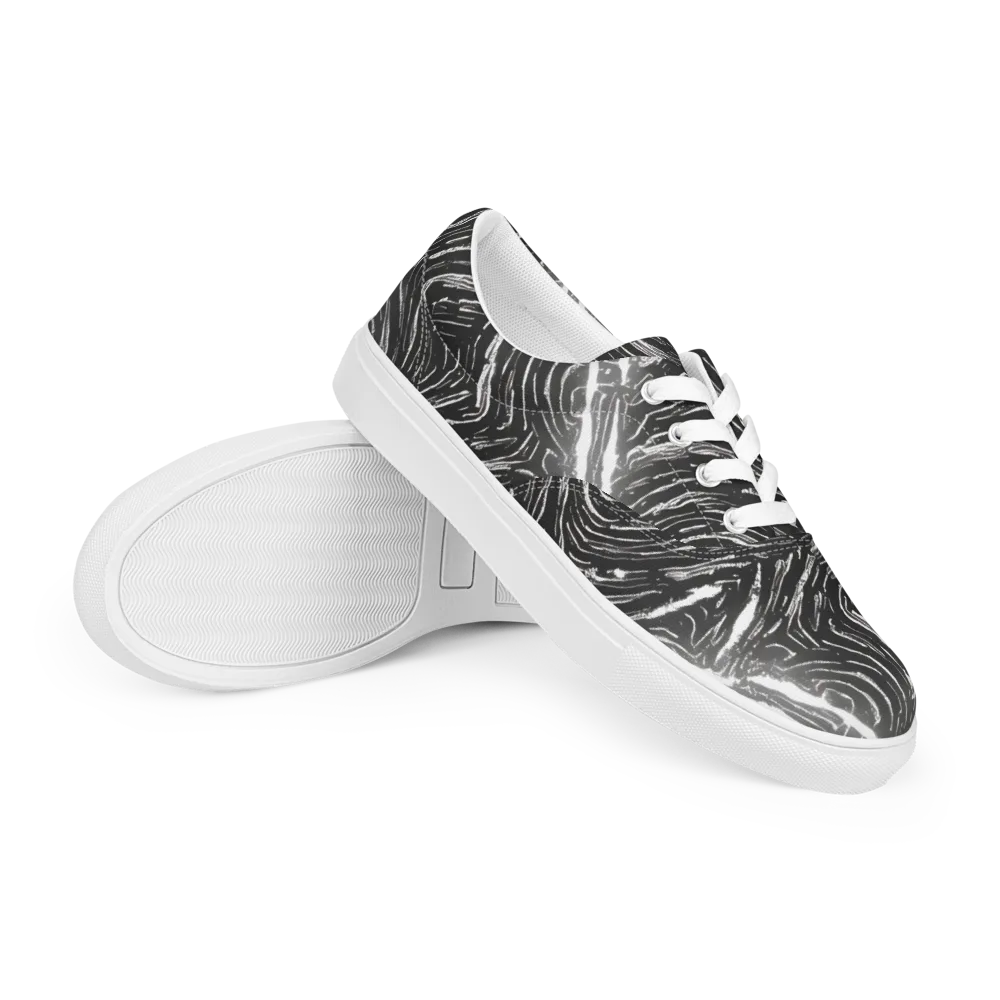 Silver Swirl on Men's Lace-Up Canvas Shoes — Right Front