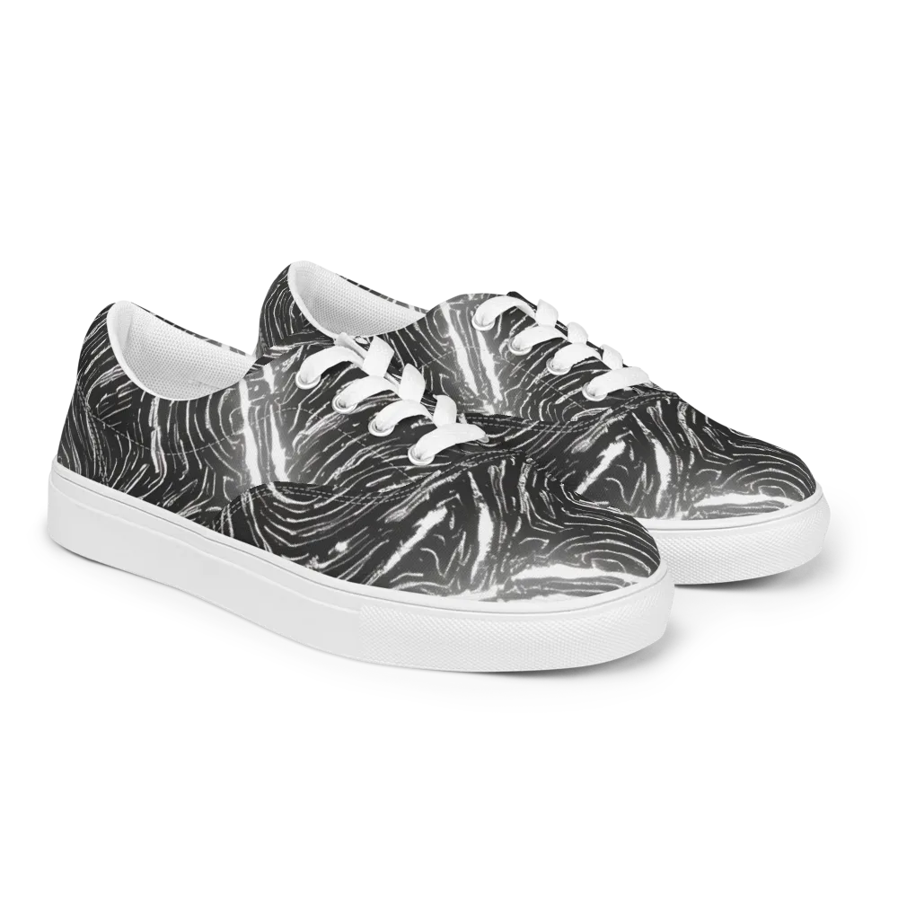Silver Swirl on Men's Lace-Up Canvas Shoes — Right Front