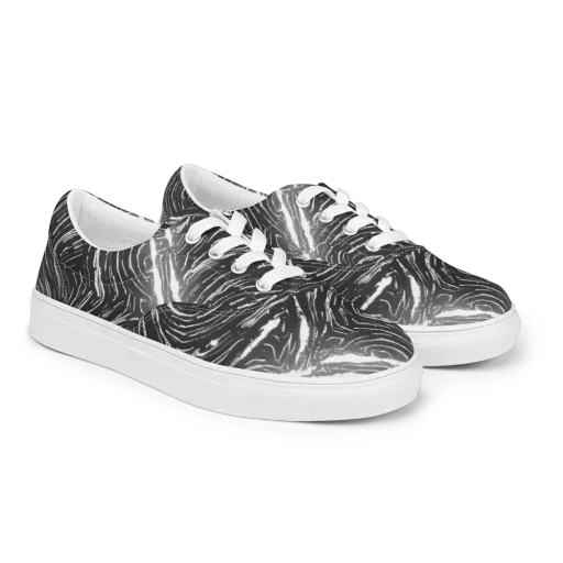 Silver Swirl on a Men's Lace-Up Canvas Shoes