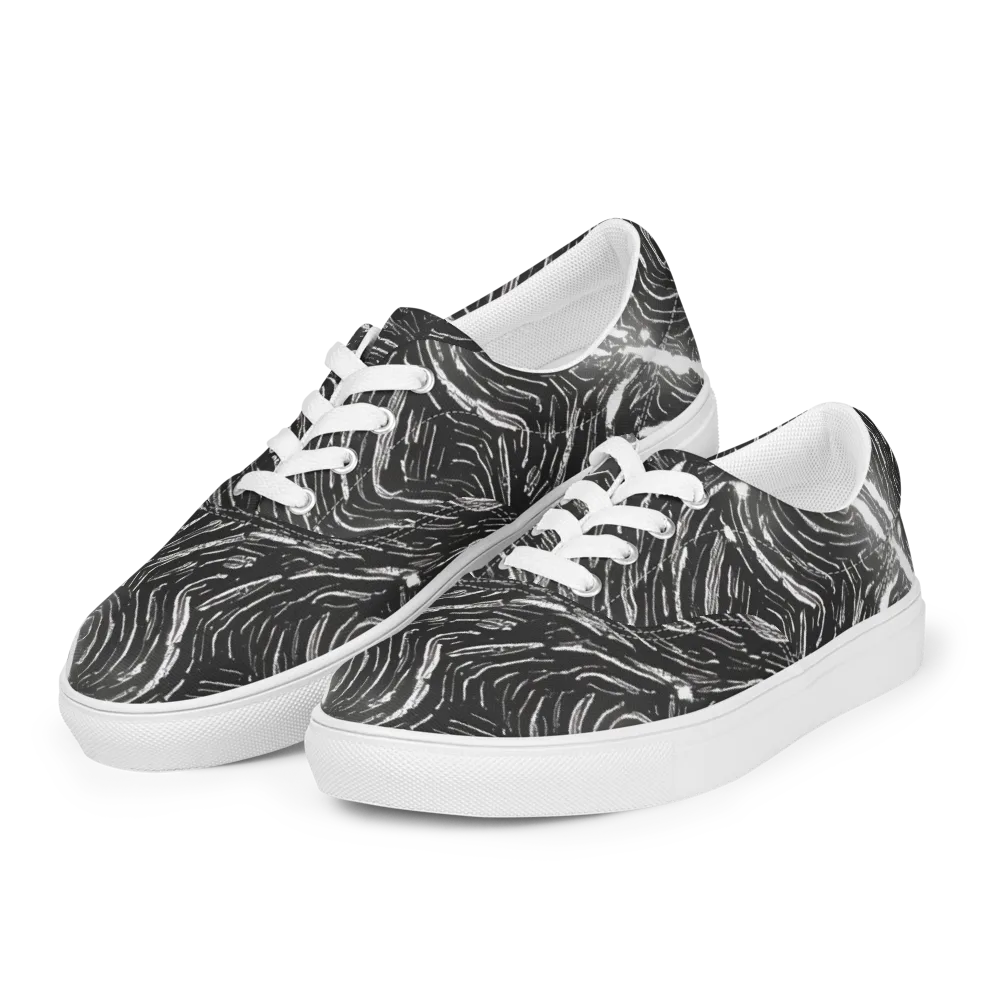 Silver Swirl on Men's Lace-Up Canvas Shoes — Left Front