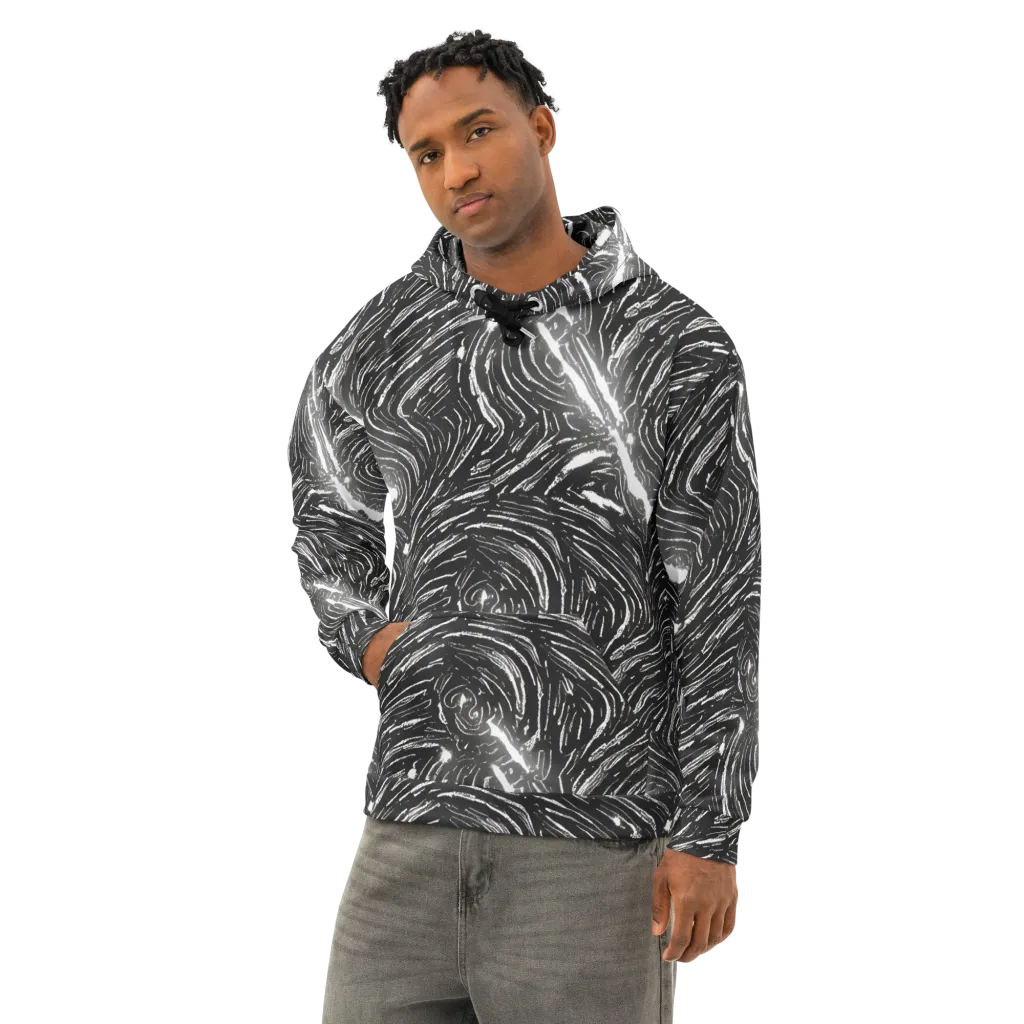 Silver Swirl on Cotton Hoodie — Left Front