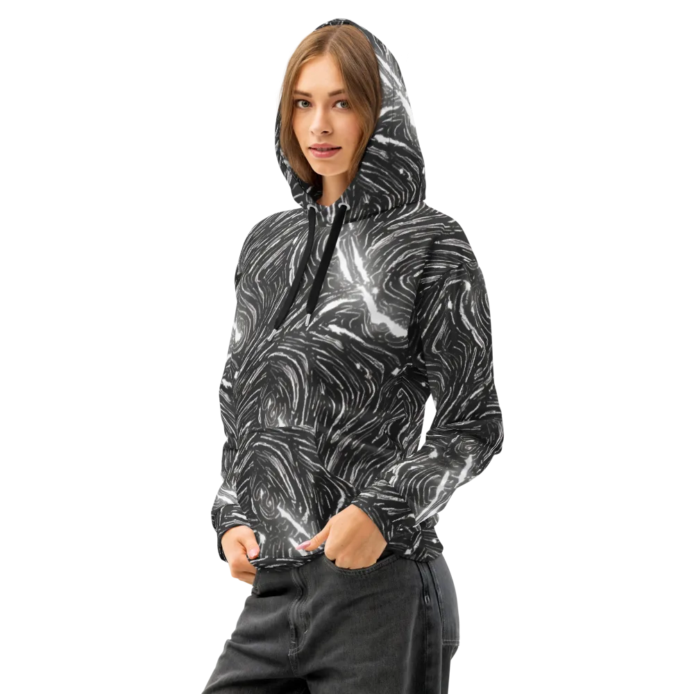 Silver Swirl on Cotton Hoodie — Left Front