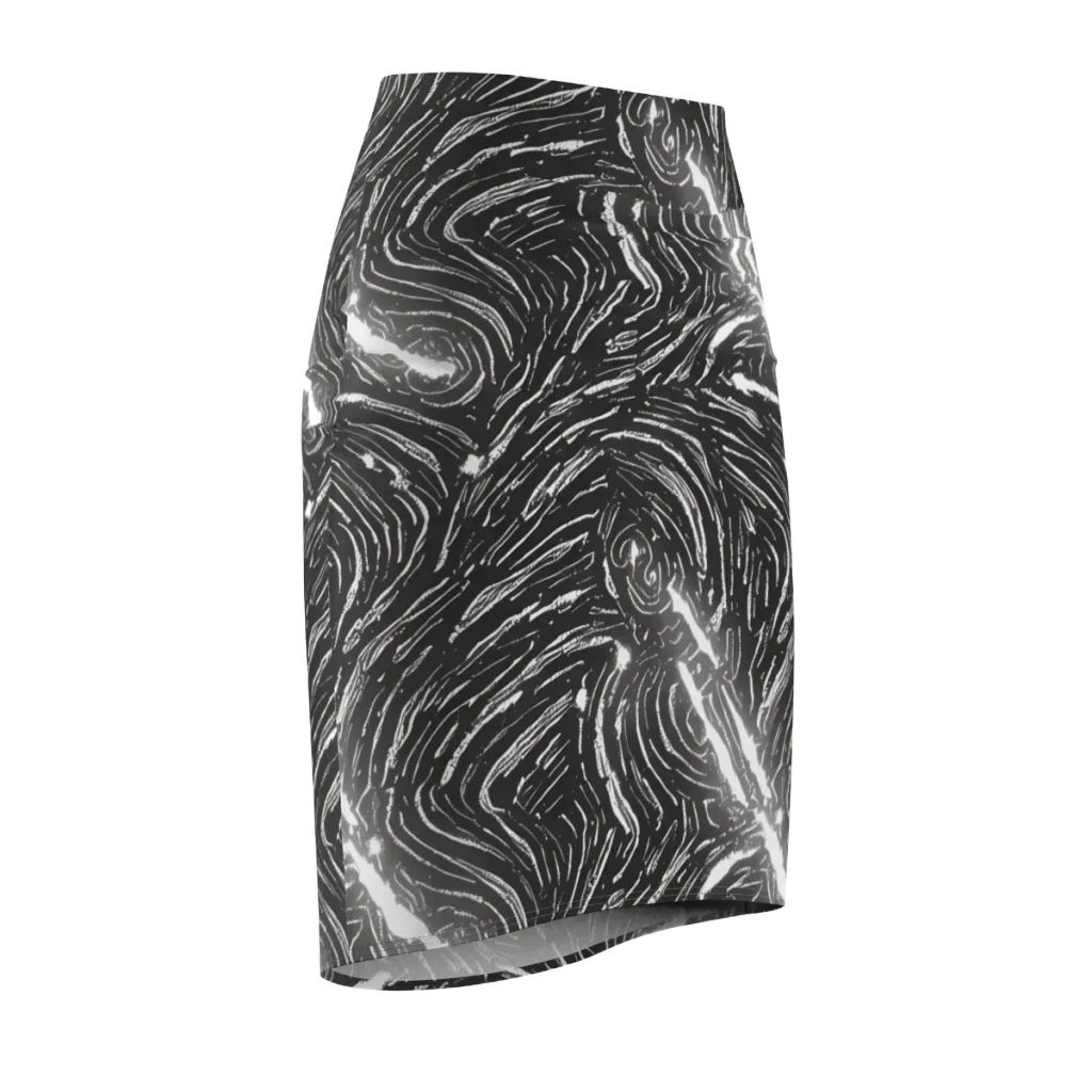 Silver Swirl on Pencil Skirt — Front Side