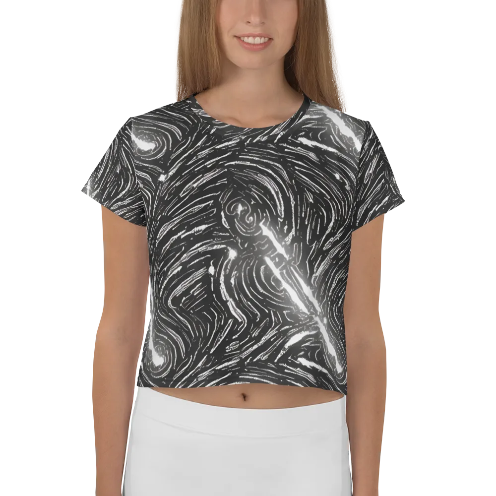 Silver Swirl on Crop Tee — Front