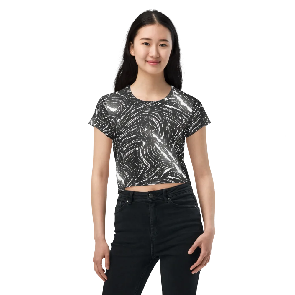 Silver Swirl on Crop Tee — Front