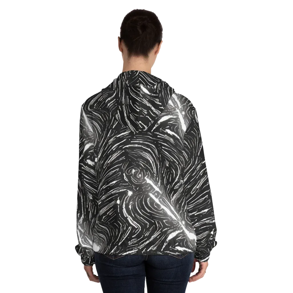 Silver Swirl on Women's Full-Zip Hoodie — Back On Person