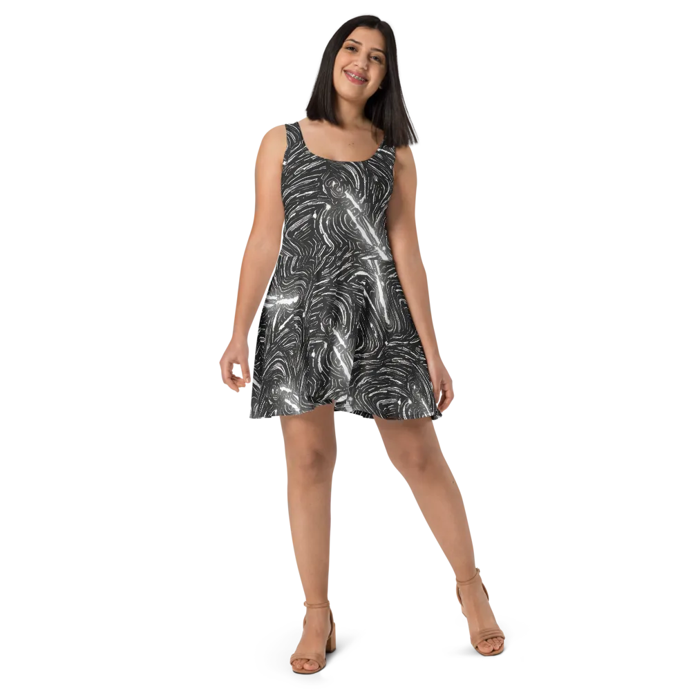 Silver Swirl on Skater Dress — Front