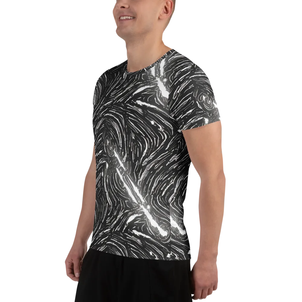 Silver Swirl on Men's Athletic T-Shirt — Left