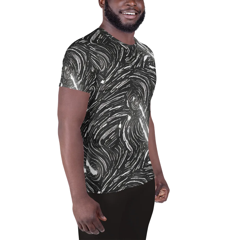 Silver Swirl on Men's Athletic T-Shirt — Right