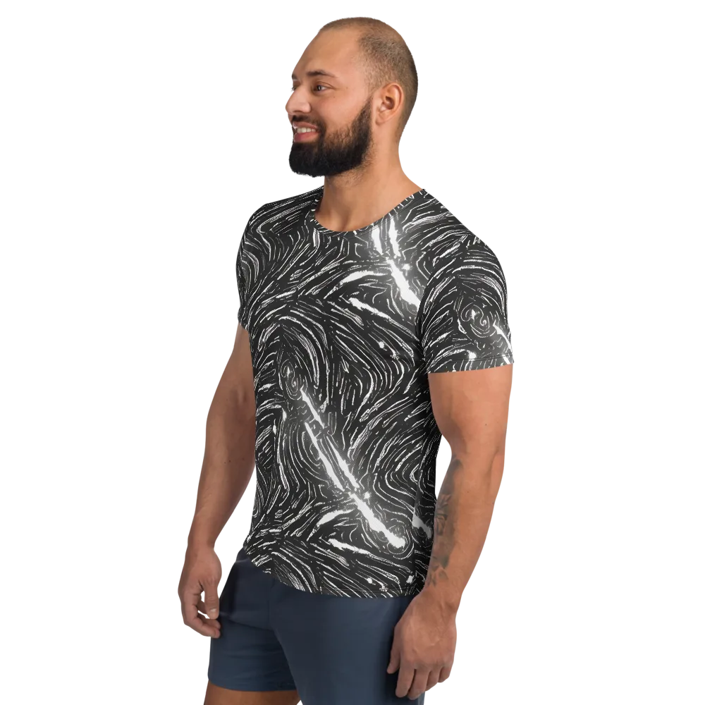 Silver Swirl on Men's Athletic T-Shirt — Left