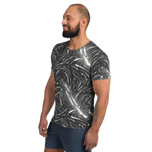 Silver Swirl on a Men's Athletic T-Shirt