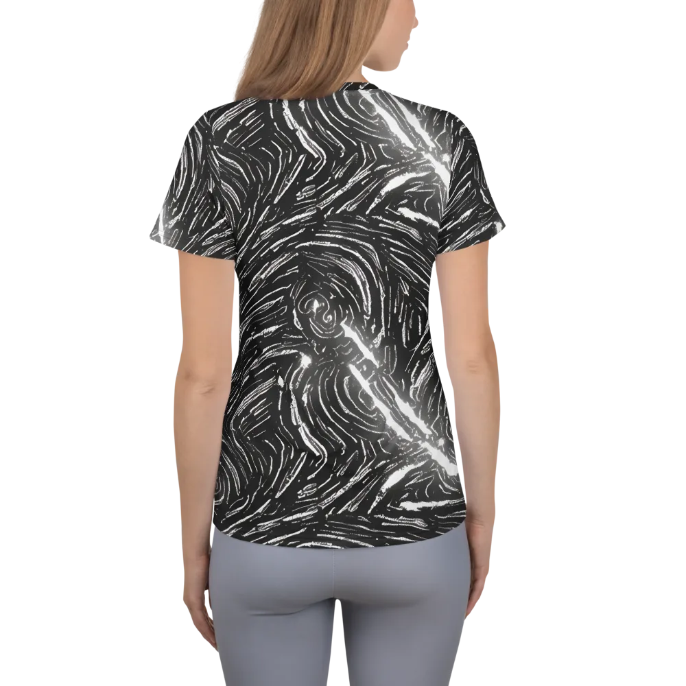 Silver Swirl on Women's Athletic T-Shirt — Back