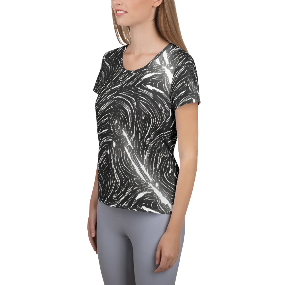 Silver Swirl on Women's Athletic T-Shirt — Left