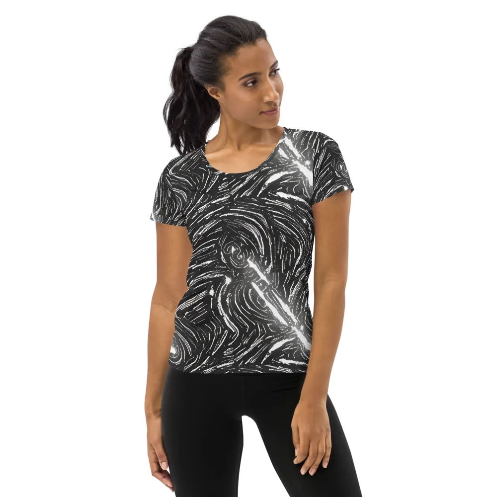 Silver Swirl on Women's Athletic T-Shirt — Front