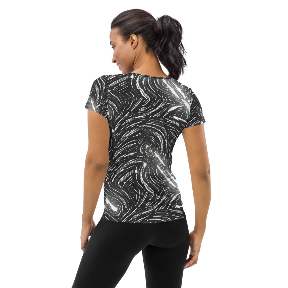 Silver Swirl on Women's Athletic T-Shirt — Back