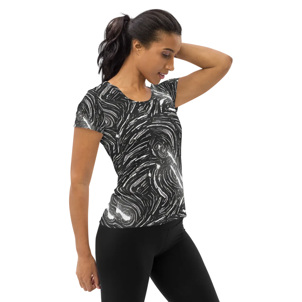 Silver Swirl on Women's Athletic T-Shirt — Right