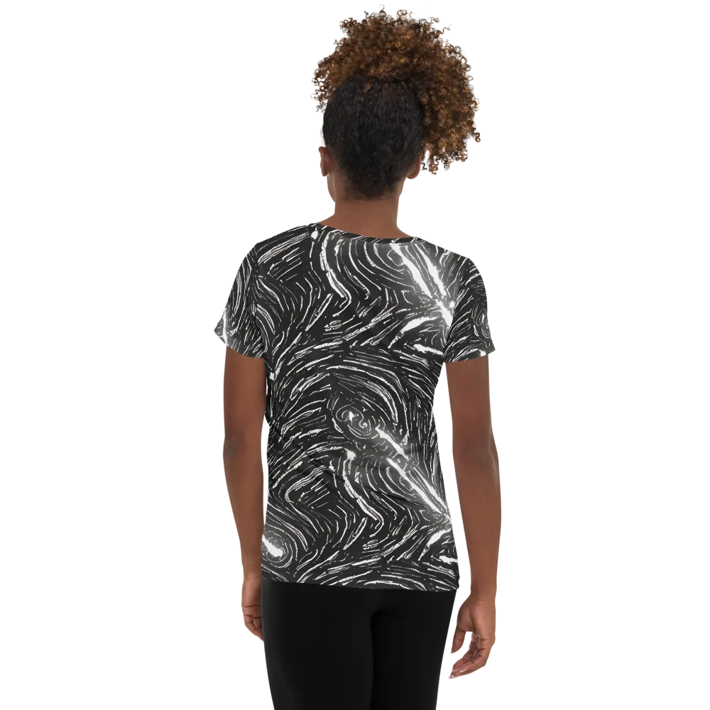 Silver Swirl on Women's Athletic T-Shirt — Back