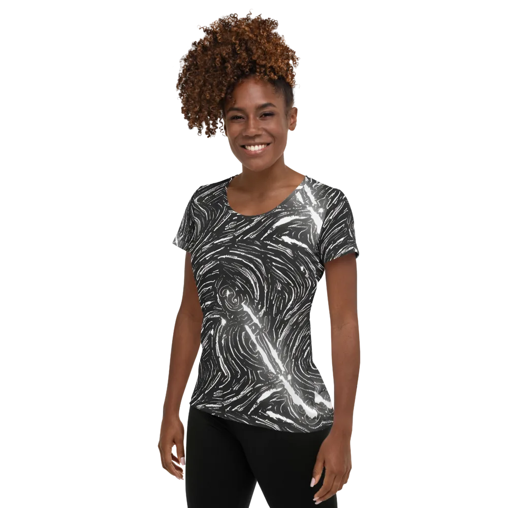 Silver Swirl on Women's Athletic T-Shirt — Left