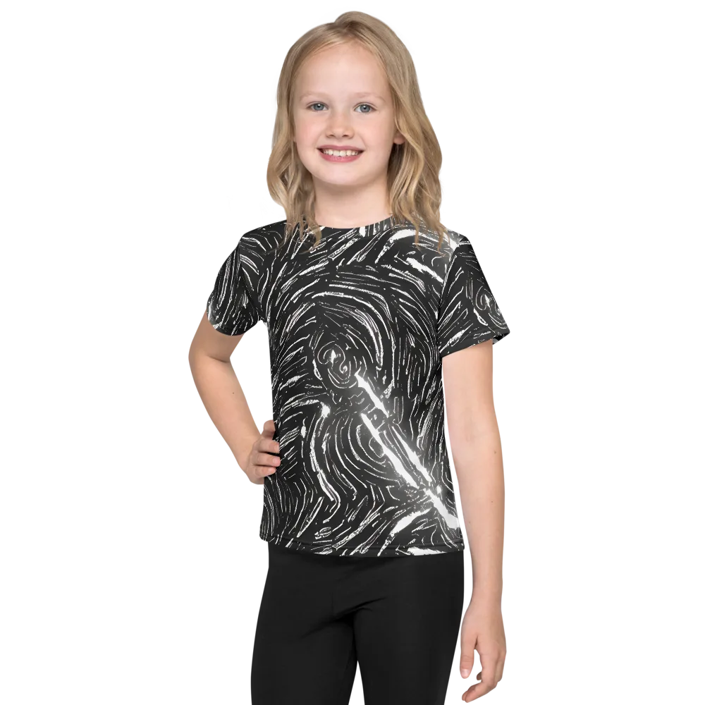 Silver Swirl on Kids Crew Neck T-Shirt — Front