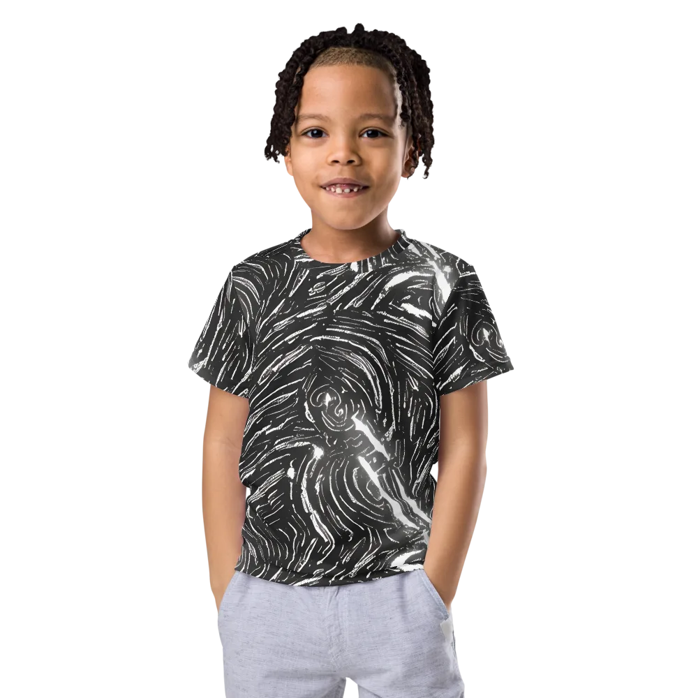 Silver Swirl on Kids Crew Neck T-Shirt — Front