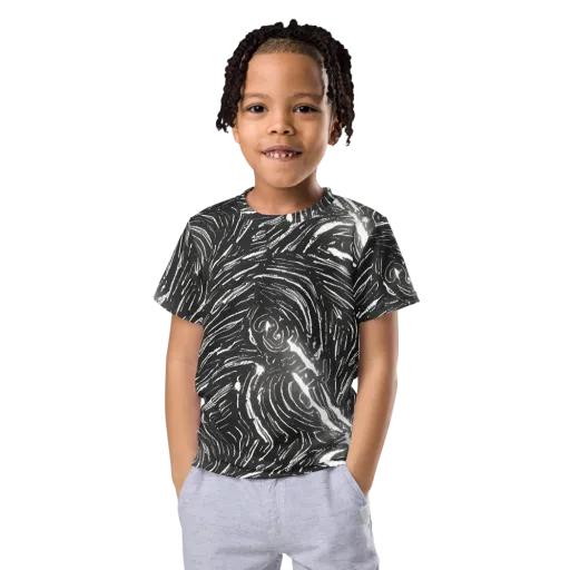 Silver Swirl on a Kids Crew Neck T-Shirt