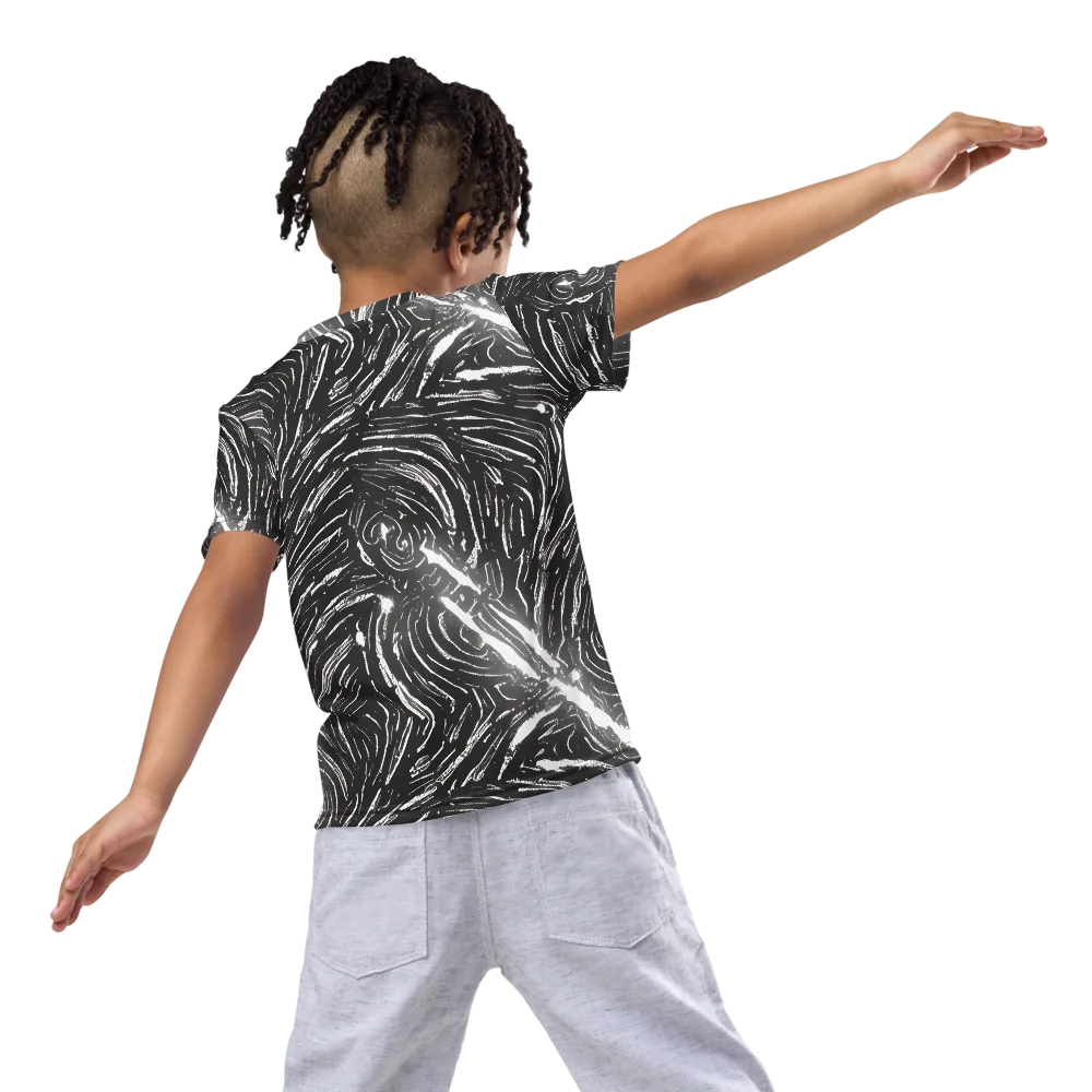 Silver Swirl on Kids Crew Neck T-Shirt — Back