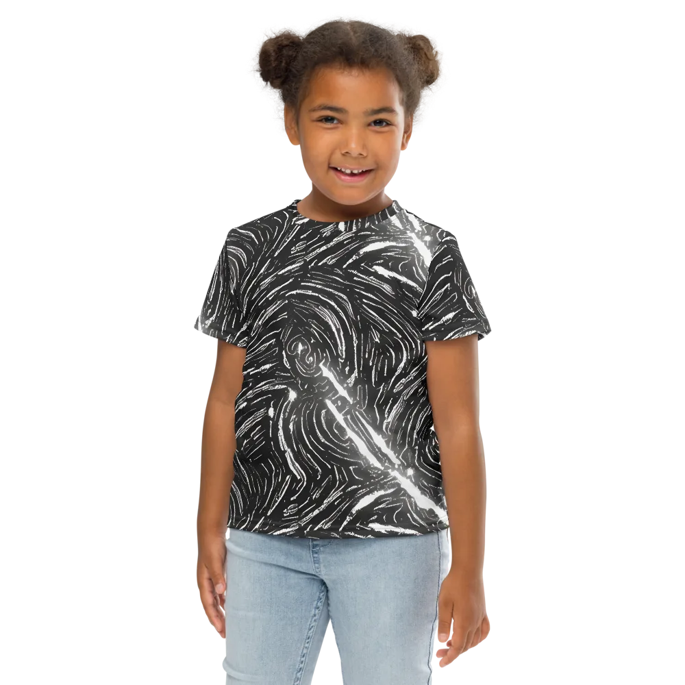 Silver Swirl on Kids Crew Neck T-Shirt — Front