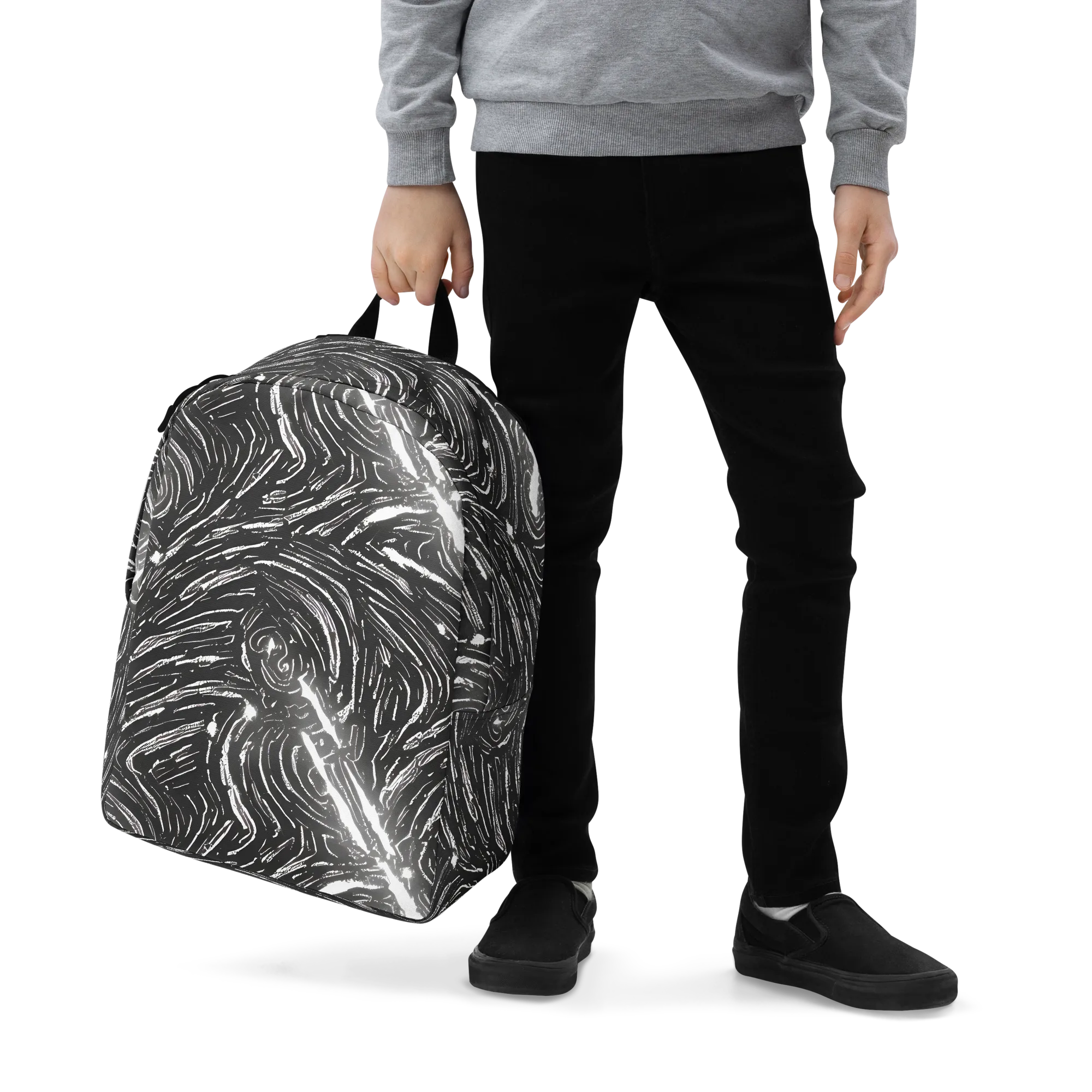 Silver Swirl on Minimalist Backpack — Zoomed-in