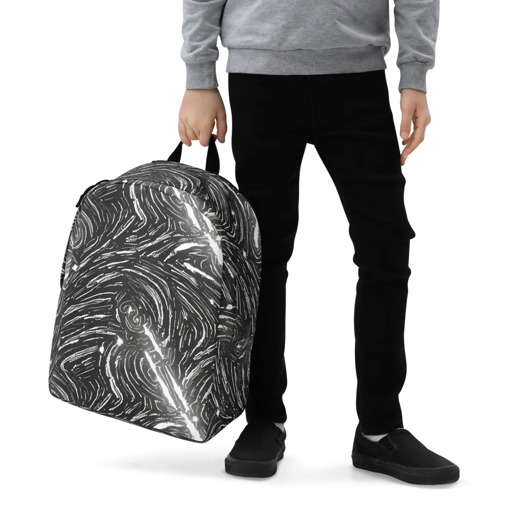 Silver Swirl on Minimalist Backpack — Zoomed-in