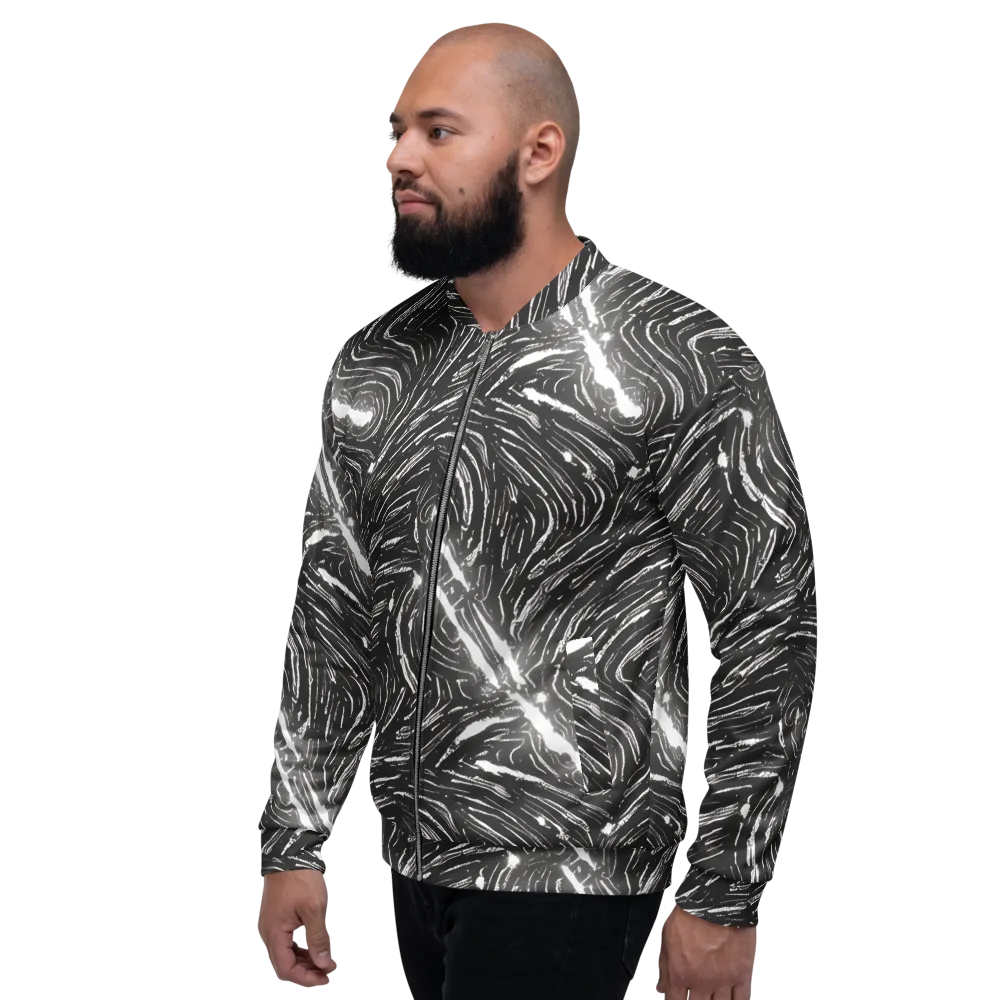 Silver Swirl on Bomber Jacket — Left