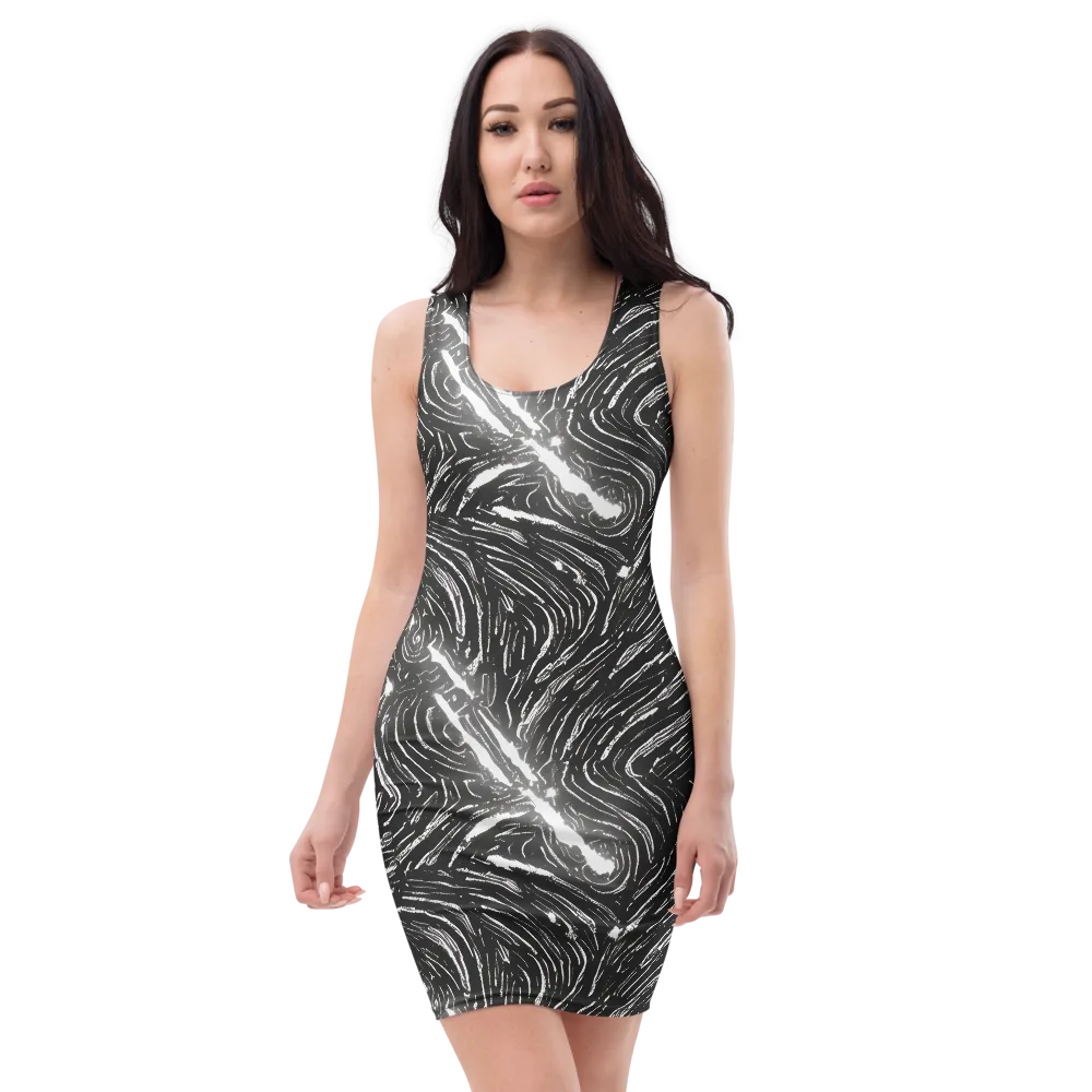 Silver Swirl on Bodycon Dress — Front