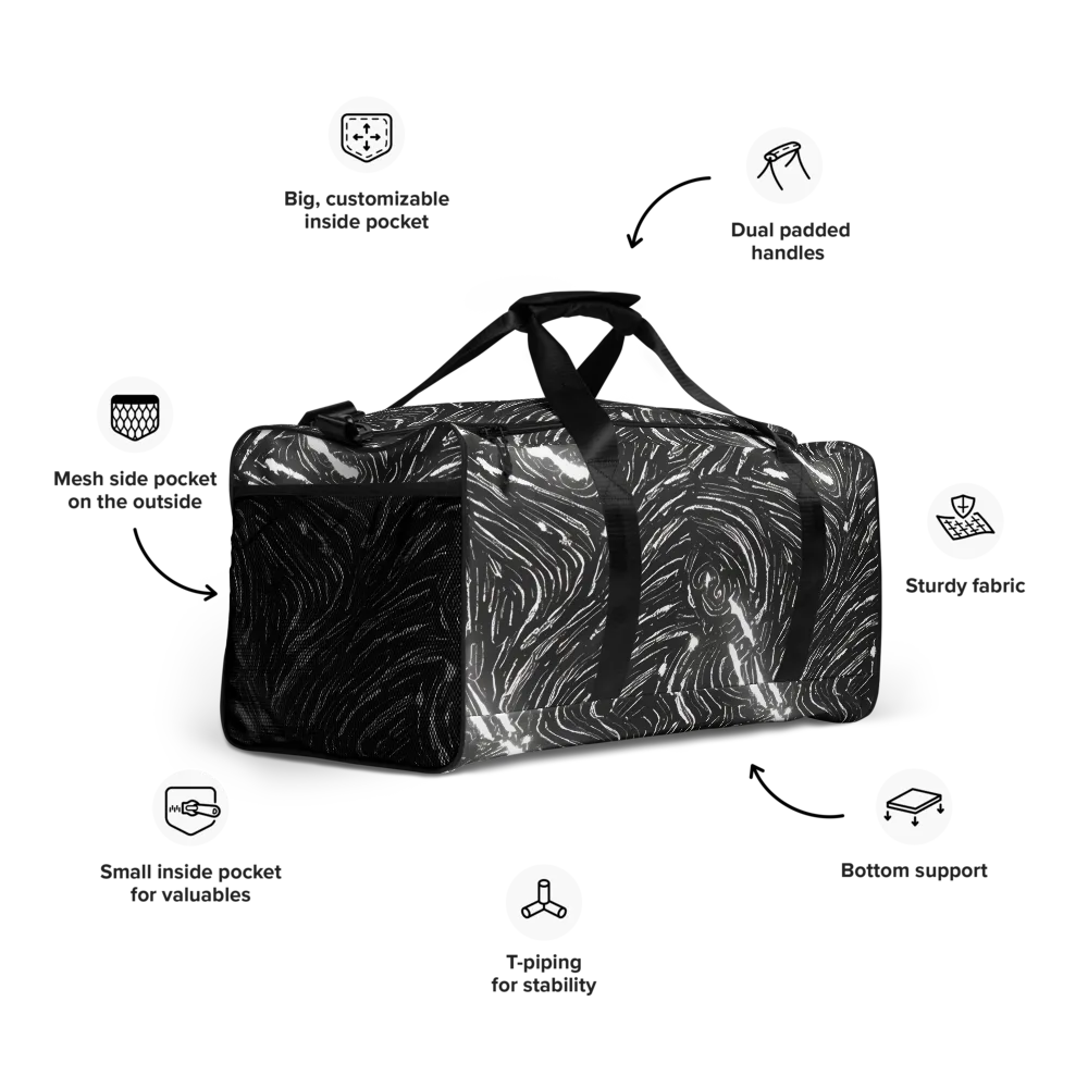 Silver Swirl on Duffle Bag — Right Front