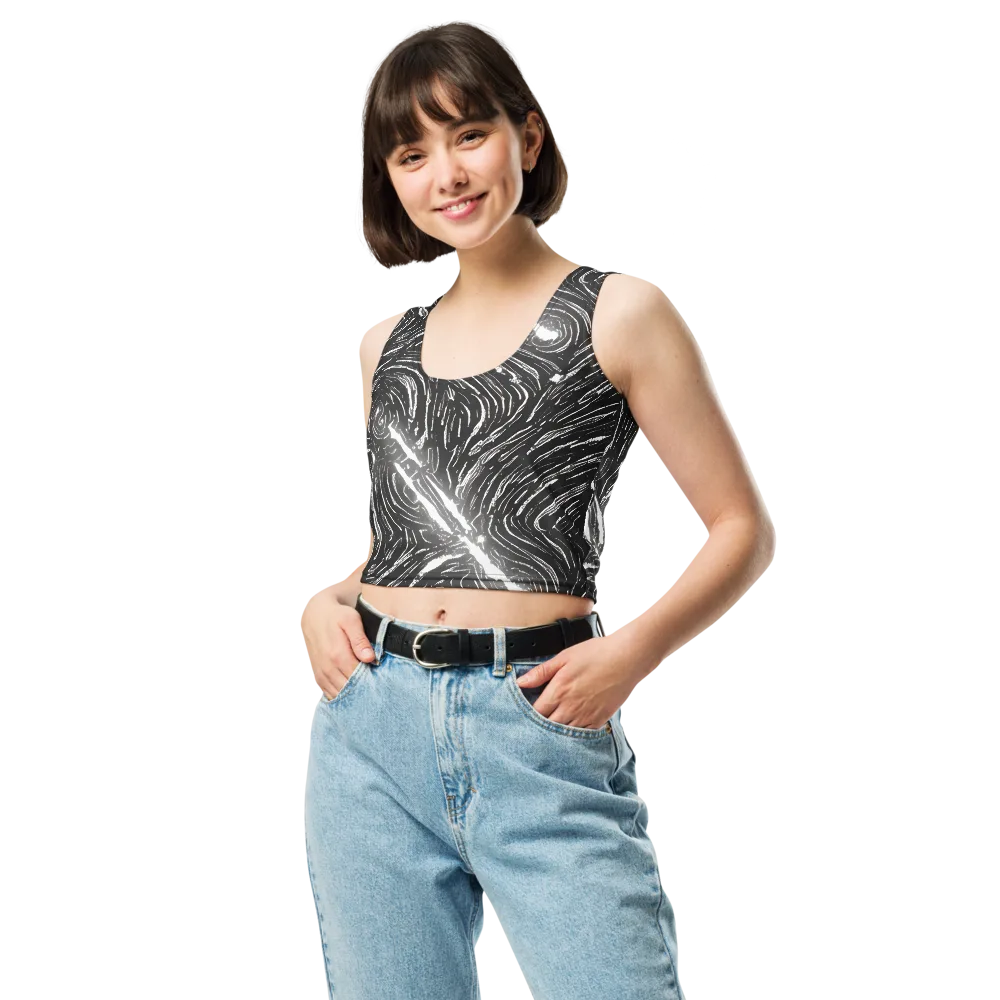 Silver Swirl on Crop Top — Front