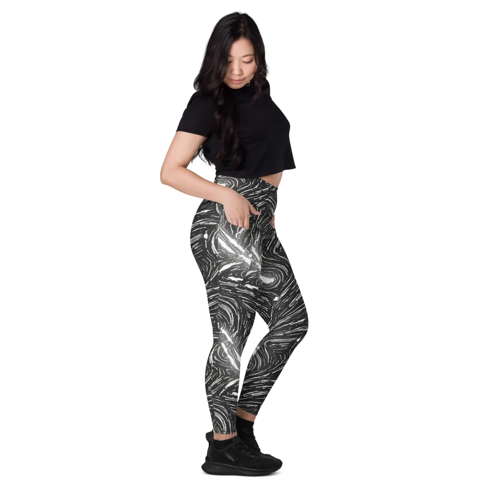 Silver Swirl on Leggings with Pockets — Right