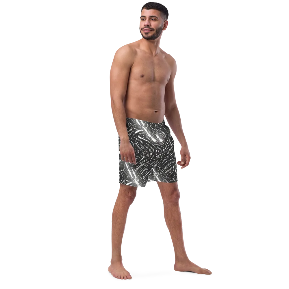 Silver Swirl on Swim Trunks — Right Front