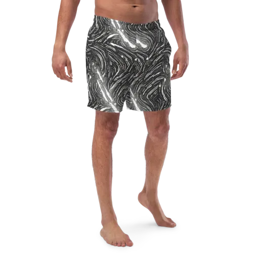 Silver Swirl on a Swim Trunks