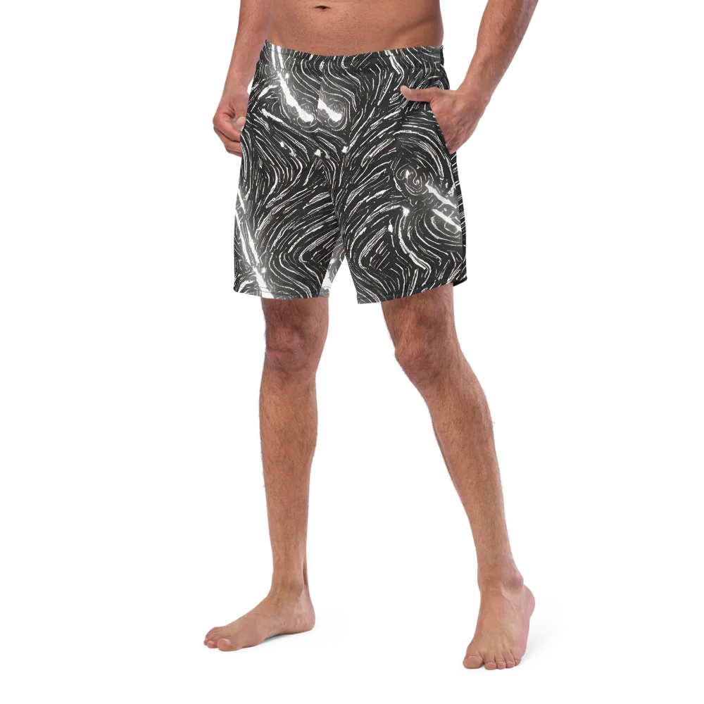 Silver Swirl on Swim Trunks — Left Front