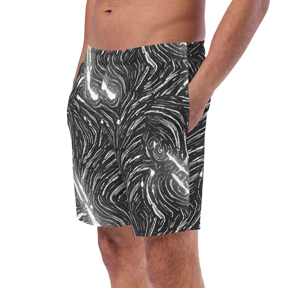 Silver Swirl on Swim Trunks — Left Front