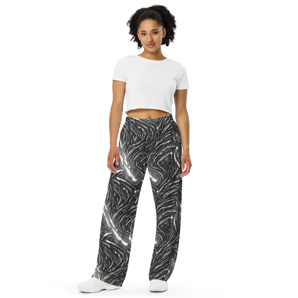 Silver Swirl on Wide-Leg Pants — Front