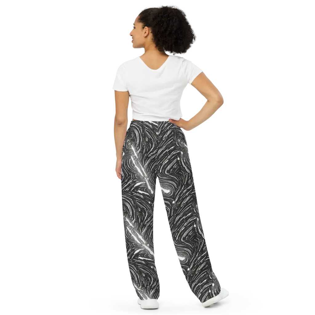 Silver Swirl on Wide-Leg Pants — Back